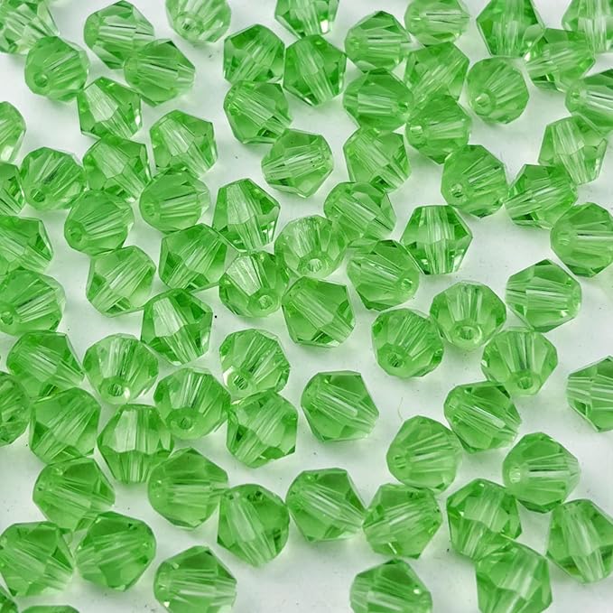 100pcs 8mm Bicone Glass Crystal Beads for Jewelry Making, Faceted Bicone Glass Spacer Beads for Bracelet Earring Necklace DIY Craft(Light Green)