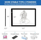 A4 Ultra-thin Portable LED Light Box Tracer with 4 Magnets, Type C USB Power Cable Stepless Dimmable Brightness Tracing Light Pad for Weeding Vinyl Tattoo Drawing X-ray Viewing Diamond Painting