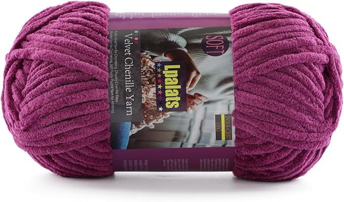 Chunky Chenille Yarn for Crocheting - 100g/3.5oz Baby Blanket Yarn for Crocheting Soft - 87 Yards Fluffy Thick Plush Yarns for Knitting Blankets Amigurumi (1, Violet)