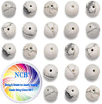 NCB 200PCS 6mm Natural White Howlite Gemstone Round Loose Stones Spacer Beads for Jewelry Making with Crystal Stretch Cord