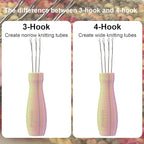 RSRIHE 4 Latch Hook Cord Knitting Tool, Cordy Icord Maker Tools, Crochet Tool for Binding-Off or Edging on Knitting Projects,Crochet Hook with Latch-Hook