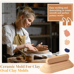Sunnychicc 5 Pcs Ceramic Mold for Clay Wooden Pottery Clay Molds for Pottery Ceramic Plate for Slump Tools for Handbuilding Craft(Oval,11.61-16.34")
