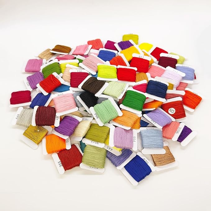 Embroidery Floss Kit 108 Colors 99 Cotton 9 Metallic Threads On Plastic Bobbins, Dmc Color Coding for Cross Stitch, Friendship Bracelets, String Crafts