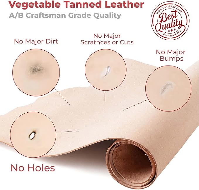 ELW Leather Strap, 7-8 Oz, 6 Inch Wide x 84", Cowhide Veg Tan Belt Blank, Strips for Crafting, Tooling, Belt Making - Tan
