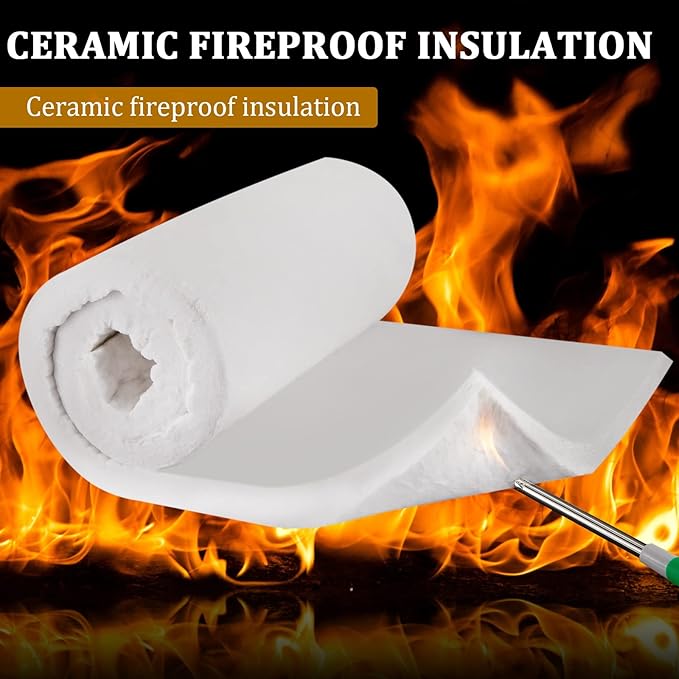 Amylove 2 Pcs Ceramic Fiber Insulation Blanket 48 x 16 x 1 Inch High Density Heat 2600f High Temperature Insulation for Stoves, Kilns, Forges, Fire Bricks, Boilers, Pizza Ovens