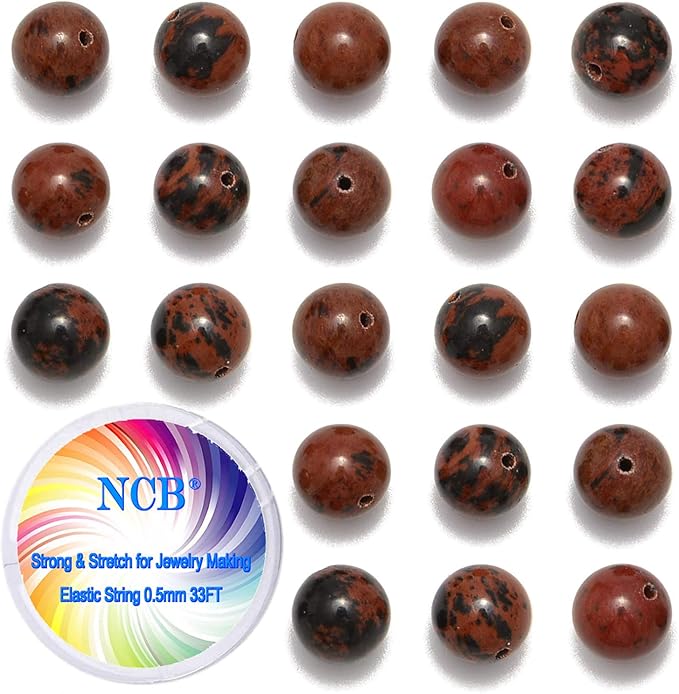 NCB 200pcs 6mm Mahogany Obsidian Loose Beads for Jewelry Making, Natural Semi Precious Beads Round Smooth Gemstones Spacer Beads Charms for Necklaces Bracelets (Mahogany Obsidian, 6mm 200Beads)