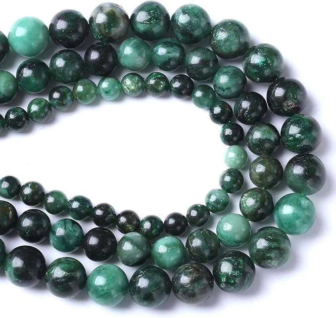 10mm 36pcs Natural Green Emerald Mica Crystal Gemstone Beads for Jewelry Making DIY Bracelet