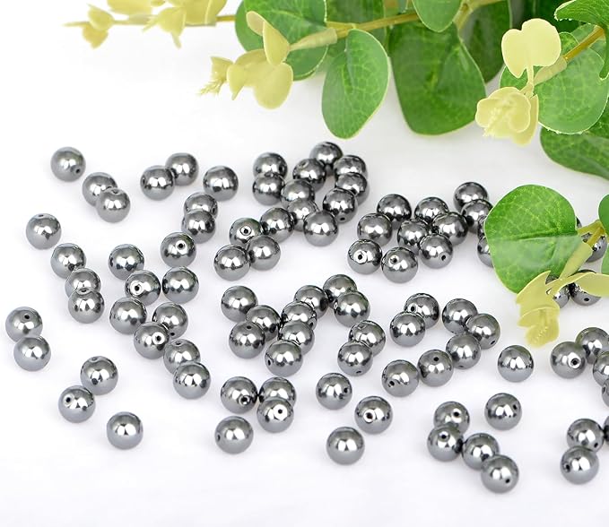 4mm 200pcs Natural Stone Round Beads Black Hematite Genuine Stone Beading Loose Gemstone DIY Charm Smooth Beads for Bracelets Necklaces Earrings Hole Size 1mm (Black Hematite 4mm)