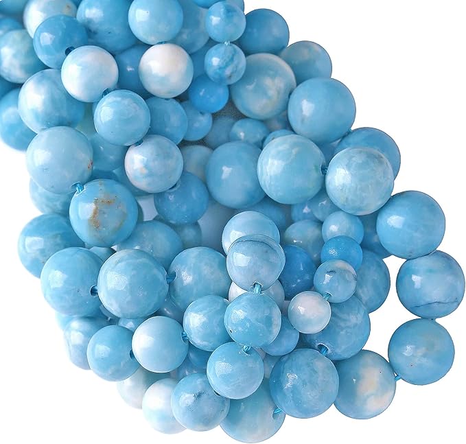 10MM 36PCS Natural Blue Larimar Gemstone Crystal Beads for Jewelry Making DIY Bracelet