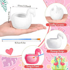 Pasimy 6 Set DIY Ceramic Succulent Planter Pots Paint Your Own Flower Pots Craft Kit Unpainted Bisque Paintable Flowerpot with Brush Palette Ready to Paint for Family Activity Gift (Flamingo)