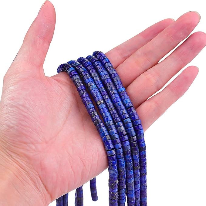 Natural Lapis Lazuli Spacer Beads Caps Loose Semi Gemstone for Beading Jewelry Making 6mmx3mm 38cm