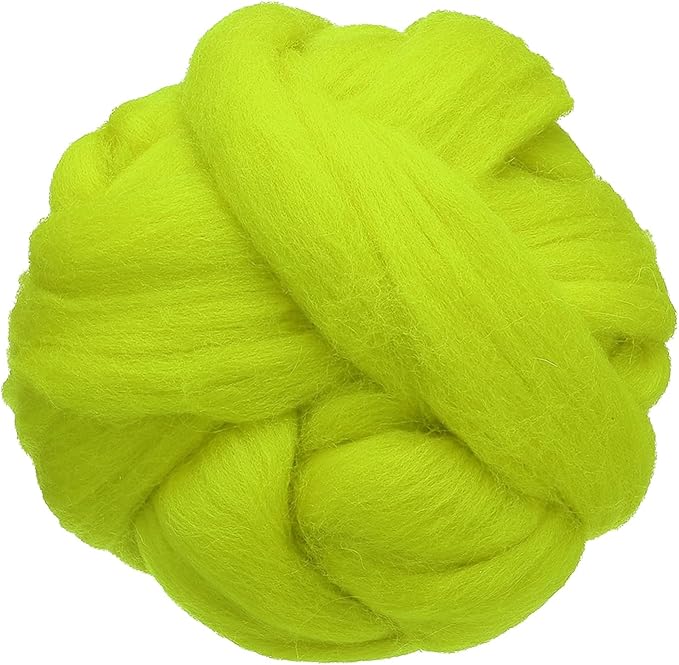 uxcell 3.53oz Wool Roving Yarn, Needle Felting Wool Fiber DIY Craft Needle Wet Felting Supplies for Blending Weaving Handcrafts, Bean Green