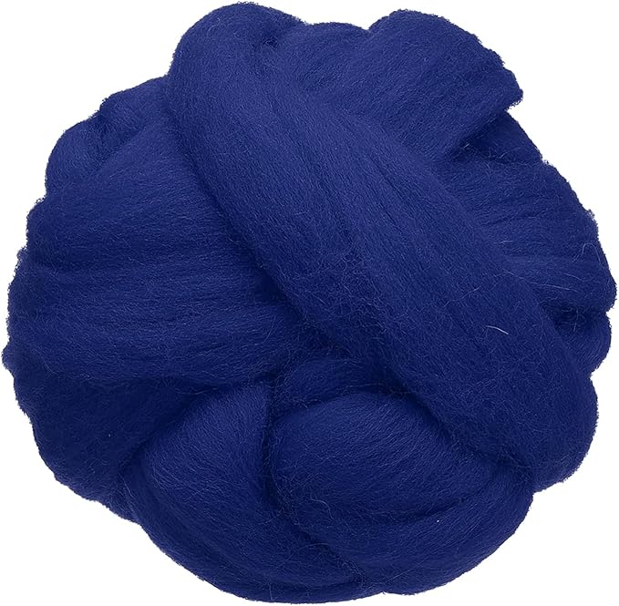 uxcell 3.53oz Wool Roving Yarn, Needle Felting Wool Fiber DIY Craft Needle Wet Felting Supplies for Blending Weaving Handcrafts, Sapphire