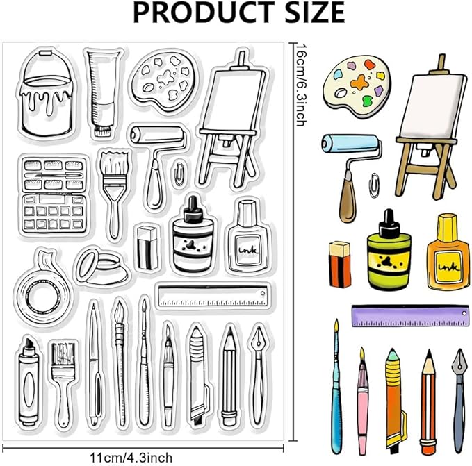 CHGCRAFT Painting Tools Clear Stamps Cake Transparent Silicone Stamps Brushes Brushboard Silicone Clear Stamp for Cards Making DIY Scrapbooking Album Photo Journal