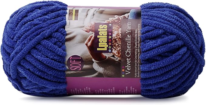 Chunky Chenille Yarn for Crocheting - 100g/3.5oz Baby Blanket Yarn for Crocheting Soft - 87 Yards Fluffy Thick Plush Yarns for Knitting Blankets Amigurumi (1, Dark Blue)