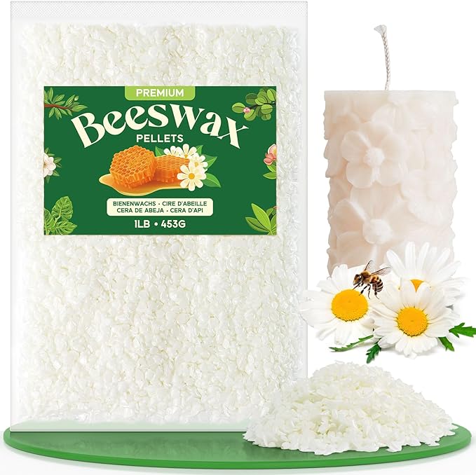 NORVENCE Beeswax Pellets 1LB/5LB/20LB, Pure & Natural White Beeswax for Candle Making, DIY Skin Care, Lip Balm, Soap, Lotion, Creams & Wood Polishing – 1LB