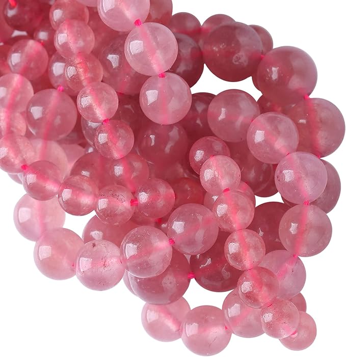 8MM 46PCS Natural Strawberry Quartz Crystal Jade Spacer Loose Beads for Jewelry Making DIY Bracelet Necklace