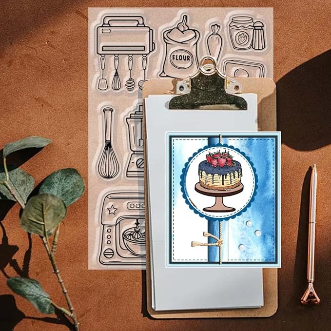 CHGCRAFT Baking Tools Clear Stamps Cake Transparent Silicone Stamps Baking Tools Silicone Clear Stamp for Cards Making DIY Scrapbooking Album Photo Journal