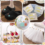 35Pcs Sequin Flower Patches Plastic Mixed Color Sequin Beaded Flower Patches Rhinestone Pearl Mix Applique Sew on Cloth Applique DIY Garment Accessory Cloth Headband Decor