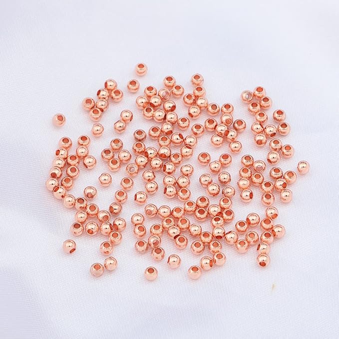 Rose Gold Plated Round Spacer Beads 3mm 300pcs for Jewelry Making Findings Non Tarnish