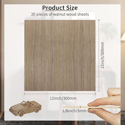 10 Pieces Walnut Plywood Sheets for DIY 12 x 12 x 1/8 Inch Unfinished Craft Wood for Laser Cutting, Engraving, Drawing, Painting, and Wood Burning 3mm Walnut Hobby Wood Sheets (10 Pcs)