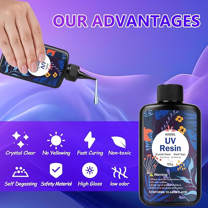 KISREL UV Resin Jewelry Making Kit - 500g Crystal Clear UV Resin and Jewelry Molds, Large UV Light with 22 Beads, Fast Curing for Keychains, Earring Making, DIY Craft Decorations