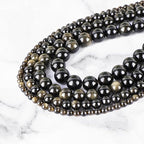 Natural Stone Beads Golden Obsidian Round Beads Round Genuine Stone Beading Loose Gemstone Hole Size 1mm DIY Charm Smooth Beads for Bracelets Necklaces Earrings 6mm 200pcs (Golden Obsidian 6mm)