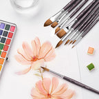 Fuumuui Sable Watercolor Brushes, Professional 10Pcs Sable Paint Brush Set Variety Shapes with Flats, Extended Needle Point, Dagger, Cat's Tongue, Rounds Perfect for Watercolor Acrylic Gouache Inks