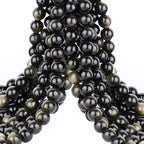 Natural Stone Beads Golden Obsidian Round Beads Round Genuine Stone Beading Loose Gemstone Hole Size 1mm DIY Charm Smooth Beads for Bracelets Necklaces Earrings 6mm 200pcs (Golden Obsidian 6mm)