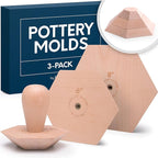 Byllstore 3-Pack Hexagonal Pottery Molds | Create Bowls & Plates | 4″, 6″ & 8″ Ceramic Tops | Interchangeable Handle