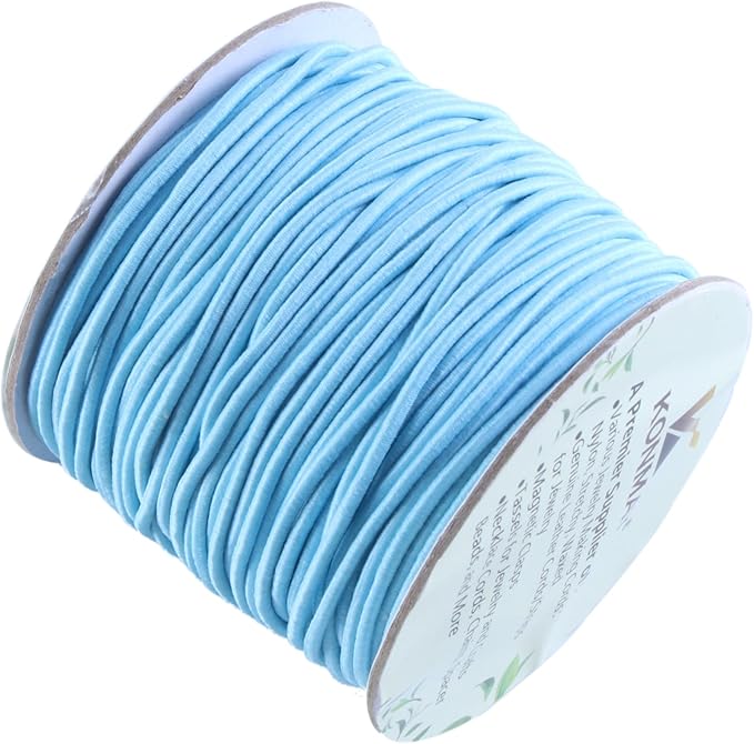 KONMAY 1.5mm Elastic Beading String, 65 Yards Blue Elastic Stretchy Cord for Jewelry Making, Necklace and Crafting