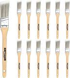 1 Inch Angled Paint Brushes - 12 Pack, Paint Brush Set with Ultra-Dense Soft Bristles for Smooth Finish, Trim & Detail Work - Edge Painting Tool