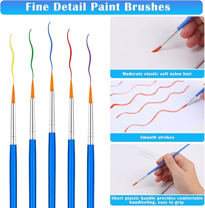 50Pcs Round Paint Brushes Bulk, Anezus Small Paint Brushes Classroom Brushes Set for Kids Model Canvas Painting Face Acrylic Watercolor Oil and Crafts