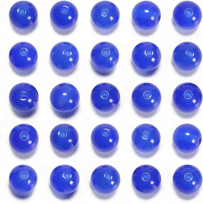 NCB 8mm Original Blue Agate Loose Semi Precious Beads Round Smooth Gemstones SpacerBeads for Jewelry Making 100PCS (8mm 100Beads, Blue Agate)