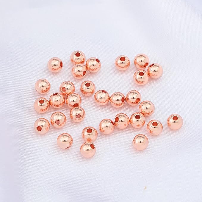 Rose Gold Plated Round Spacer Beads 6mm 30pcs for Jewelry Making Findings Non Tarnish
