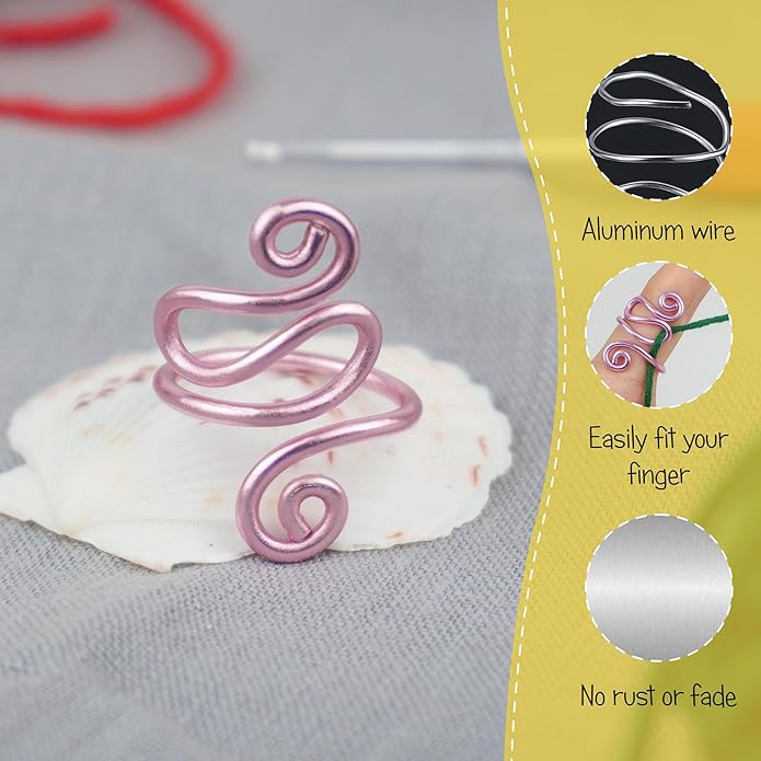 Handmade Crochet Tension Ring, Lefties & Righties Yarn Tension Control, Adjustable Hook Ring, Companion Ring Yarn Regulator, Gift for Crocheters Knitters