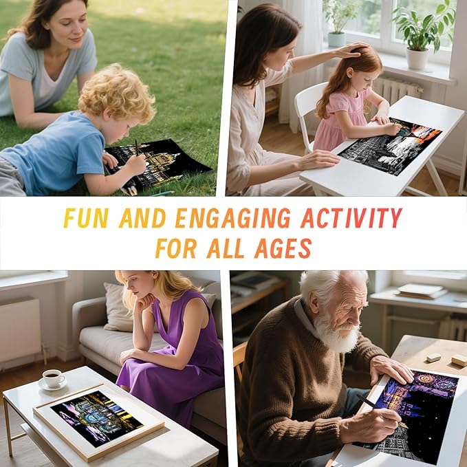 Scratch Art for Adults (8 Sheets A4),Family Creative DIY Painting Papers for Travel Lovers,Craft Lovers|Creative Scratch Art Adult (Prague/Ottawa) by Iskueal