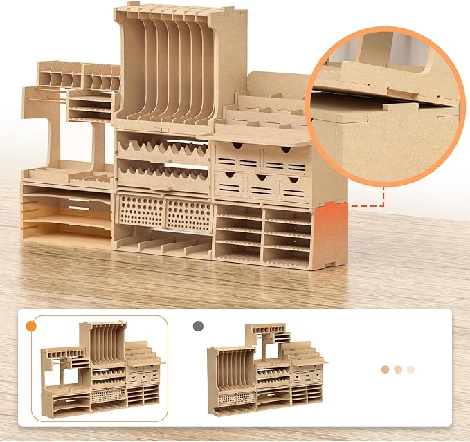 Wooden Model Kit Tool Organizer Storage Rack, Paint Rack Organizer with MDF Material, Brush/Screwdriver Storage, Craft Supplies Storage, Suitable for Tamiya Gundam Model Tools, GK10