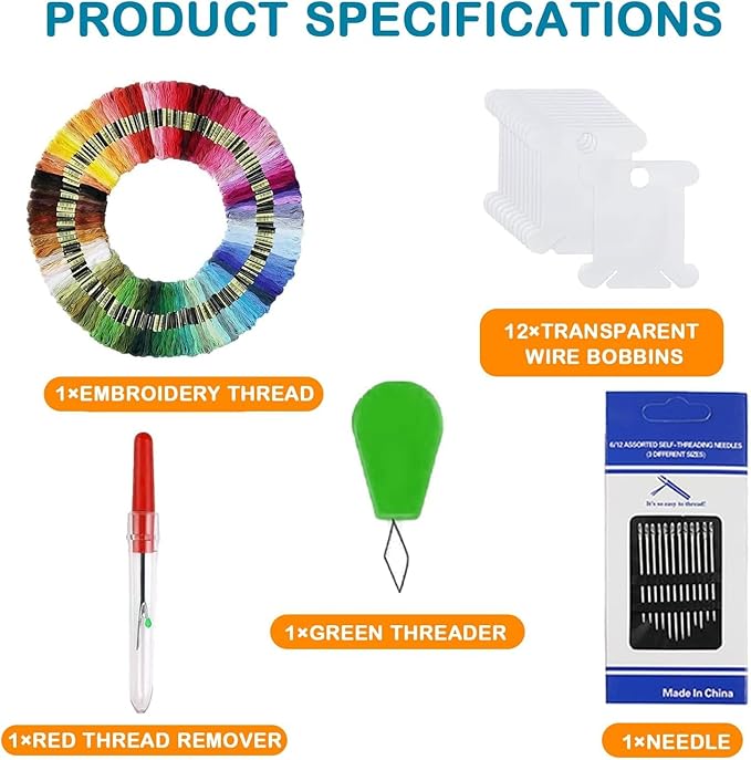 Maxee Embroidery Thread Floss, 100 Colors Skeins Rainbow Cross Stitch Thread, 8m Friendship Bracelet String Kit Craft Floss, Needlepoint Cotton Yarn