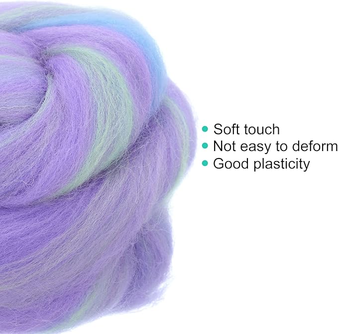 uxcell Needle Felting Wool, 1.76oz Natural Fibre Wool Roving Yarn Wool Felting Supplies for Needle Felting Yarn DIY Handcrafts, Mixed Colors, Medium