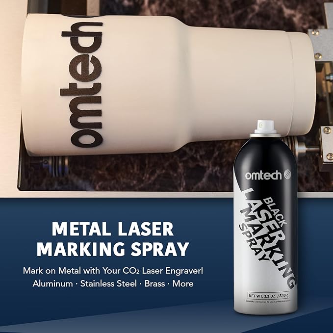 OMTech Laser Marking Spray, Metal Laser Marking Fluid for CO2 Laser Engravers, 4×13oz Aerosol Spray for Black Laser Engraving Metal, Laser Ink for Aluminum Stainless Steel Brass(4 Pack)