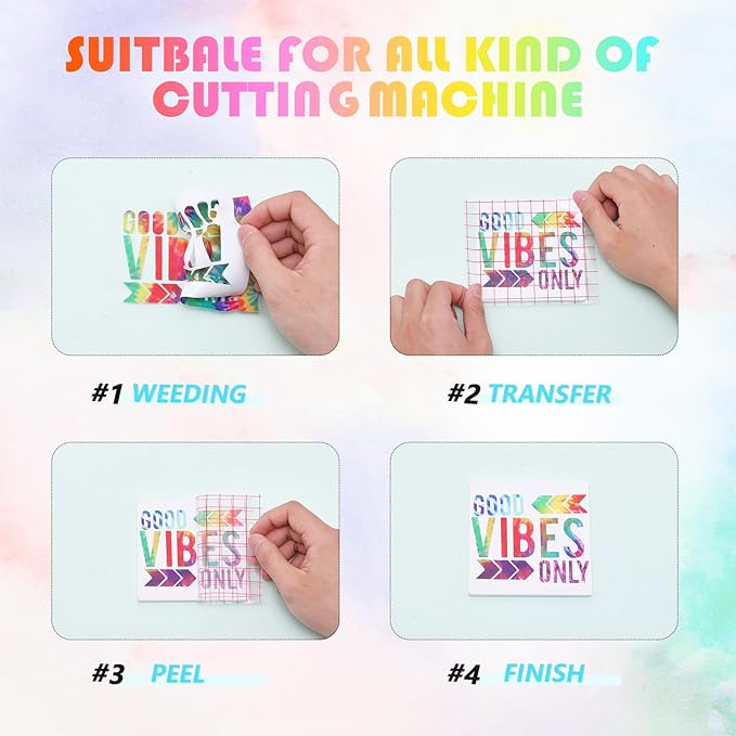 Tintnut Tie Dye Permanent Vinyl - 8 Sheets 12inchesx10inches Swirl Pattern Adhesive Vinyl Seamless Colorful Permanent Vinyl Sheets Self Adhesive Vinyl Compatible with Cricut or Silhouette, 871686