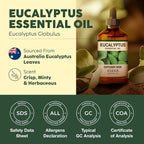 KUKKA Eucalyptus Essential Oils - 4 Fl Oz - for Hair, Skin, Diffuser, Aromatherapy & DIY Soap Making Scent