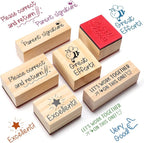 Watersay 6 Pcs Teacher Rubber Stamp Set Motivate Encouraging Messages Wooden Teaching Rubber Stamp Vintage Art for Classroom Grading Home School Teacher Supplies Back School and DIY Card Making