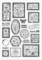 GLOBLELAND Vintage Flower Stamp Clear Stamps for DIY Scrapbooking Butterfly Postmark Silicone Stamp Seals Transparent Stamps for Cards Making Photo Album Journal Home Decoration 8.27×5.83inch