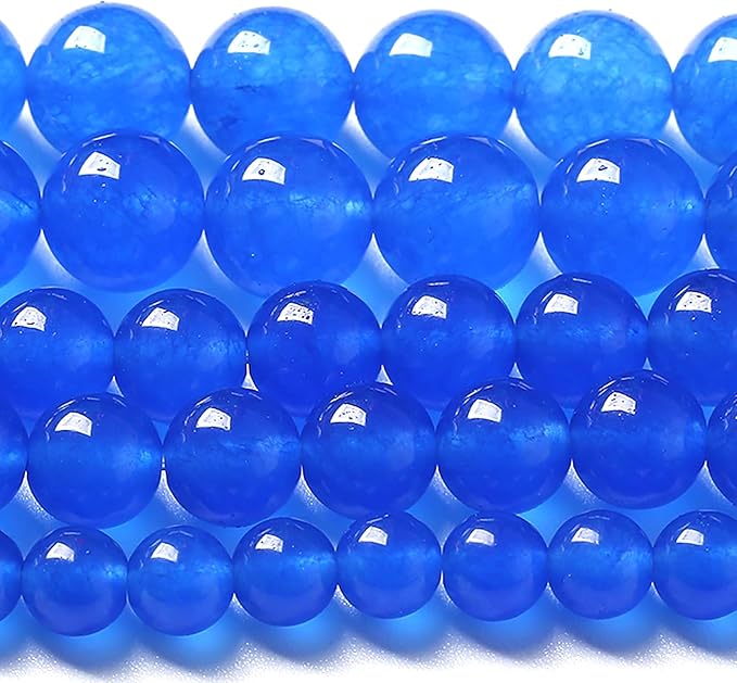 8MM Natural Purplish Blue Chalcedony Stone Beads Crystal Energy Round Loose Beads for Jewelry Making Bracelet 90pcs 2 Strands 32"
