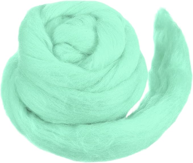 MECCANIXITY Wool Roving Yarn Soft Felting Wool 50g/1.76oz Pure Chunky Roving Yarn for Needle Felting Knitting Blanket Spinning Weaving Art DIY Craft Light Sky Blue