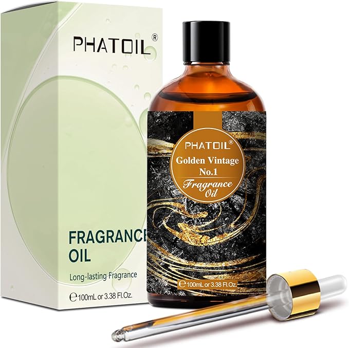 PHATOIL Golden Vintage No.1 Fragrance Oils for Aromatherapy, 3.38FL.OZ Diffuser Oils for Home, Perfect for Aromatherapy, Humidifiers, Yoga, DIY Candle and Soap Making - 100ml
