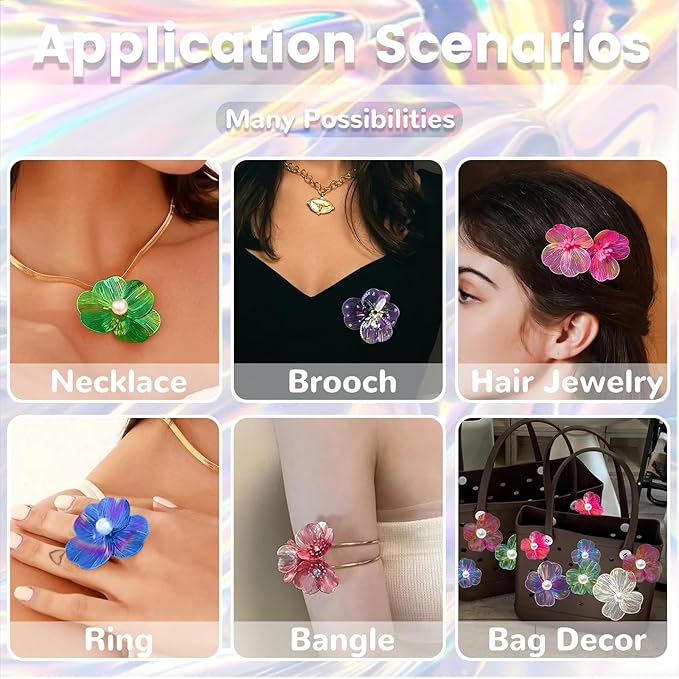 COLIGREE 6 Pairs AB Color Filigree Flower Stud Earring Making Kit Hollow Multicolor Filigree Floral Charms for DIY Earrings Necklaces Rings Hair Jewelry