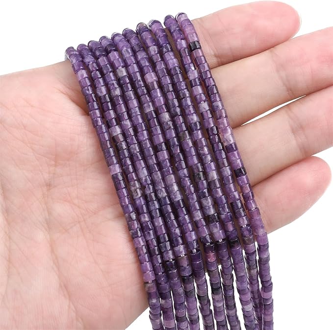 Natural Amethyst Spacer Beads Caps Flat Round Loose Beads for Beading Jewelry Making 3mmx2mm 38cm